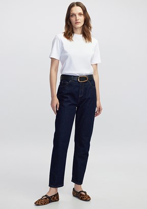 İPEKYOL Koyu İndigo Kadın Mom Fit Jean Pantolon