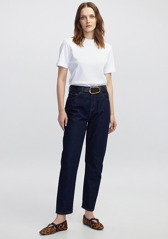 İPEKYOL Koyu İndigo Kadın Mom Fit Jean Pantolon