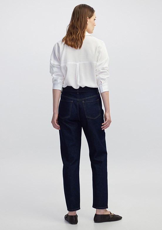 İPEKYOL Koyu İndigo Kadın Mom Fit Jean Pantolon