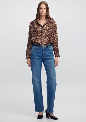 İPEKYOL Camel Kadın Leopar Desenli Bluz