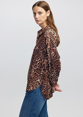 İPEKYOL Camel Kadın Leopar Desenli Bluz