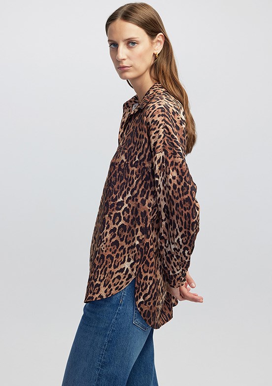 İPEKYOL Camel Kadın Leopar Desenli Bluz