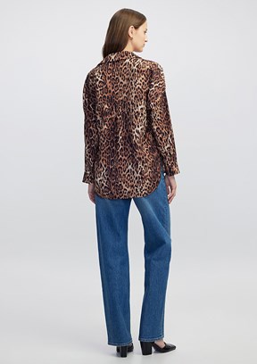 İPEKYOL Camel Kadın Leopar Desenli Bluz
