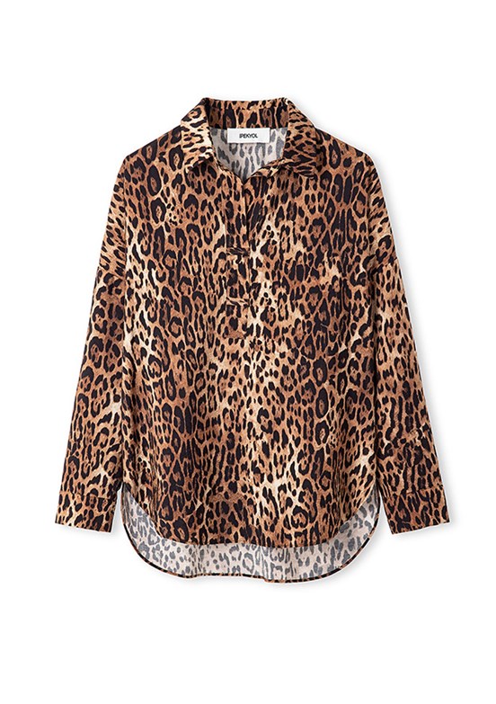 İPEKYOL Camel Kadın Leopar Desenli Bluz