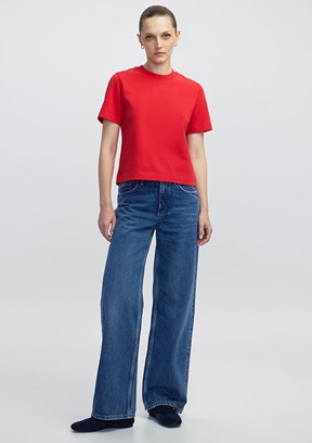İPEKYOL Kırmızı Kadın Basic Dar Kesim T-shirt