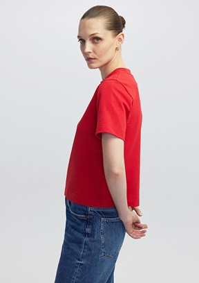 İPEKYOL Kırmızı Kadın Basic Dar Kesim T-shirt
