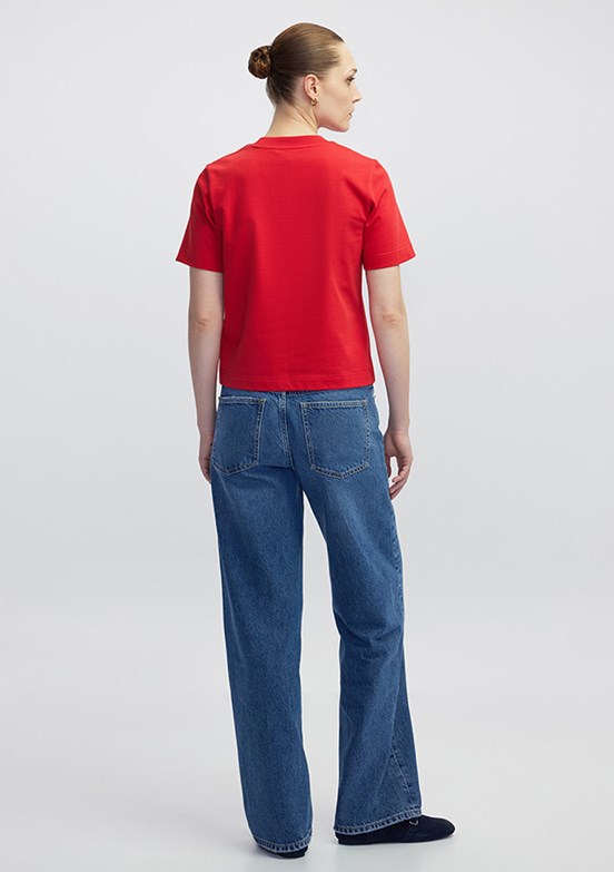 İPEKYOL Kırmızı Kadın Basic Dar Kesim T-shirt