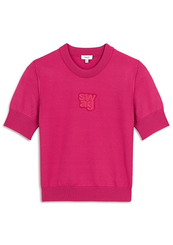 TWİST Pembe Kadın Slogan Patchli Triko