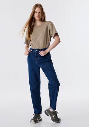 TWİST Koyu İndigo Kadın Mom Fit Jean Pantolon