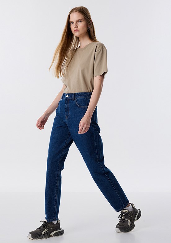 TWİST Koyu İndigo Kadın Mom Fit Jean Pantolon
