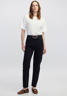 İPEKYOL Siyah Kadın Mom Fit Jean Pantolon