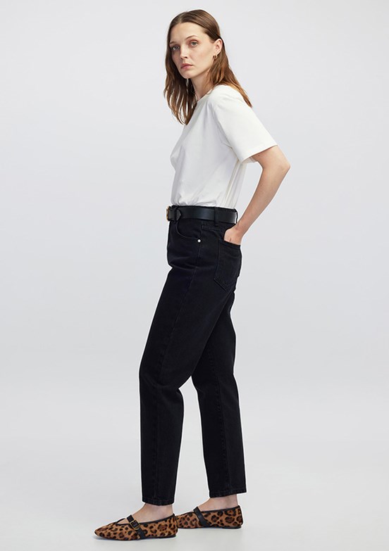 İPEKYOL Siyah Kadın Mom Fit Jean Pantolon