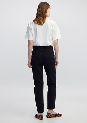 İPEKYOL Siyah Kadın Mom Fit Jean Pantolon