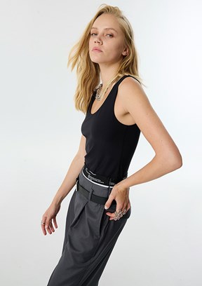 TWİST Siyah Kadın Askılı Basic T-shirt