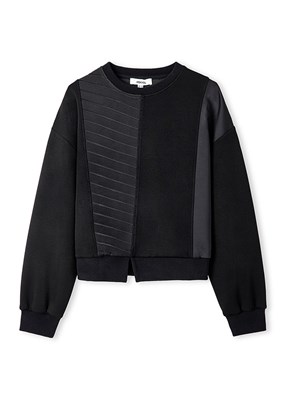 İPEKYOL Siyah Kadın Kontrast Dokulu Sweatshirt