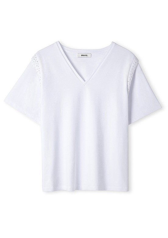 İPEKYOL Ekru Kadın Trok Baskılı T-shirt