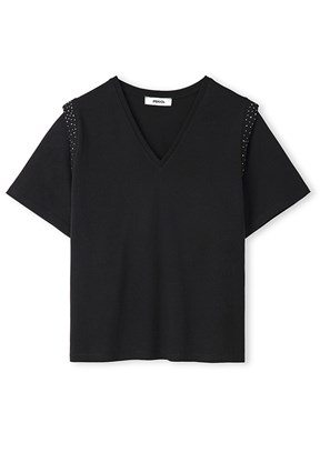 İPEKYOL Siyah Kadın Trok Baskılı T-shirt