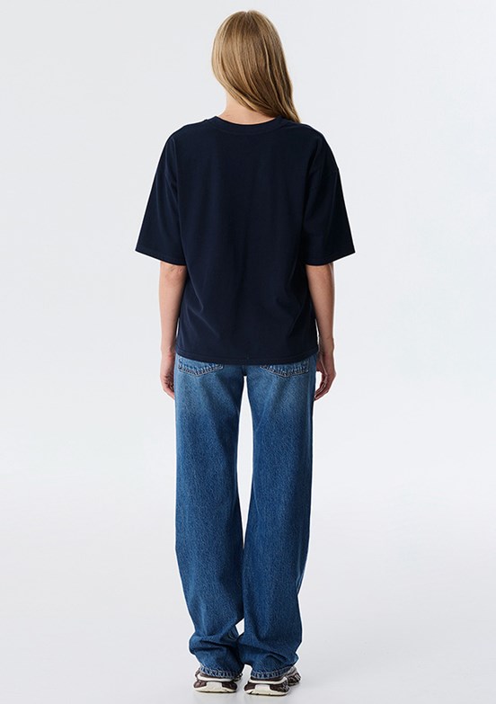 TWİST Lacivert Kadın Denim Aplikeli T-shirt