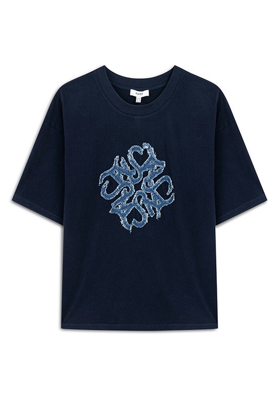 TWİST Lacivert Kadın Denim Aplikeli T-shirt