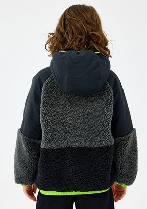 SKECHERS Siyah Erkek Çocuk B Outdoor Fleece Full Zip Kapüşonlu Mont