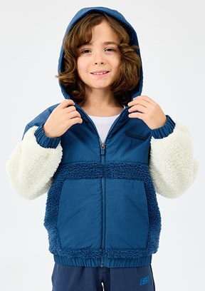 SKECHERS Lacivert Erkek Çocuk Fermuarlı B Sherpa Kapüşonlu Mont
