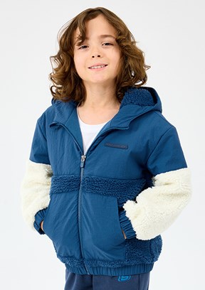 SKECHERS Lacivert Erkek Çocuk Fermuarlı B Sherpa Kapüşonlu Mont