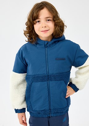 SKECHERS Lacivert Erkek Çocuk Fermuarlı B Sherpa Kapüşonlu Mont