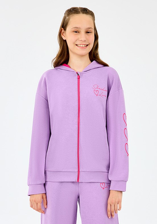 SKECHERS Mor Kız Çocuk Fermuarlı G Lw Fleece Full Zıp Kapüşonlu Sweatshirt