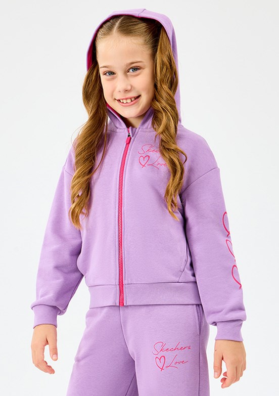 SKECHERS Mor Kız Çocuk Fermuarlı G Lw Fleece Full Zıp Kapüşonlu Sweatshirt
