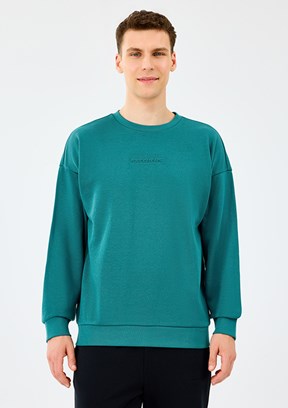 SKECHERS Mavi Erkek Bisiklet Yaka Sweatshirt
