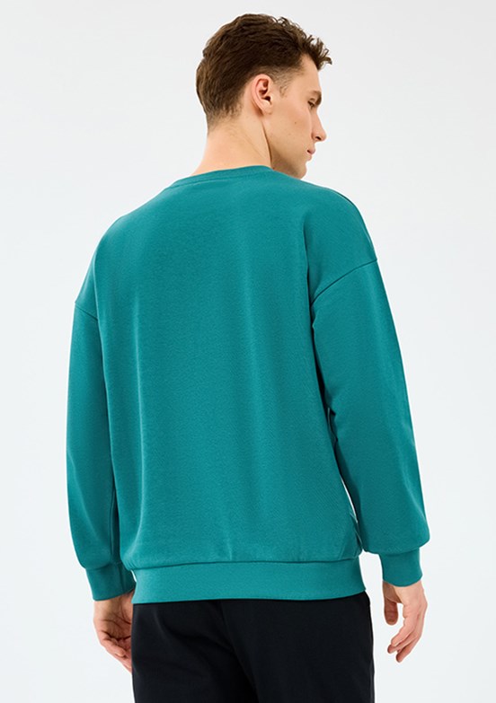 SKECHERS Mavi Erkek Bisiklet Yaka Sweatshirt