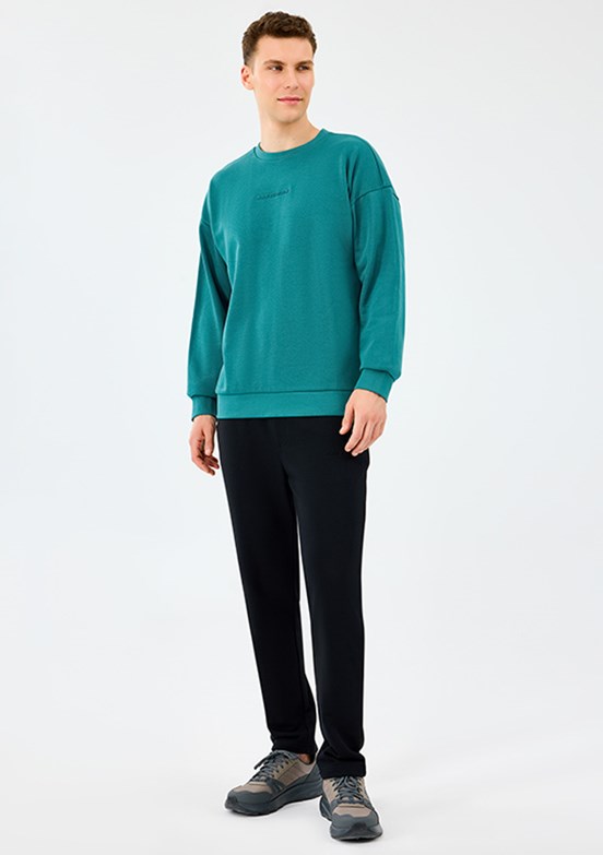 SKECHERS Mavi Erkek Bisiklet Yaka Sweatshirt