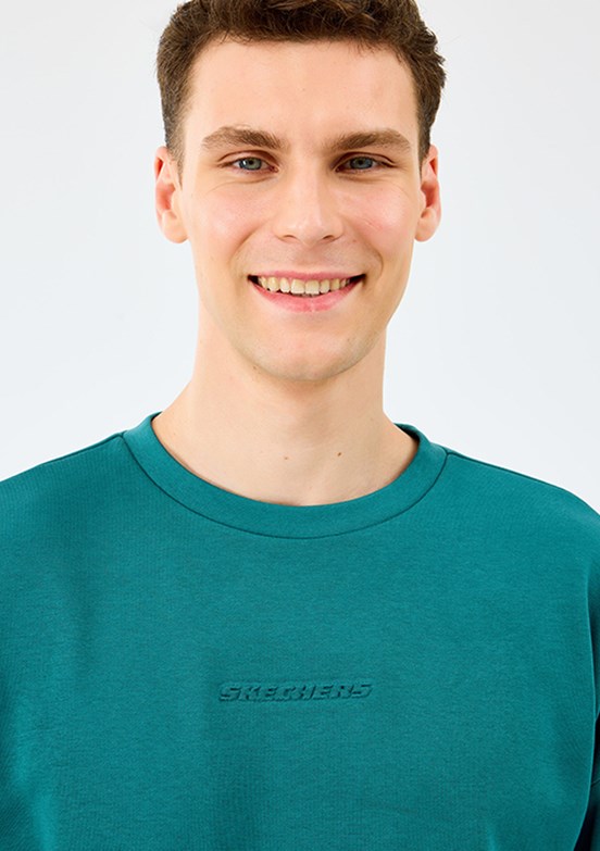 SKECHERS Mavi Erkek Bisiklet Yaka Sweatshirt