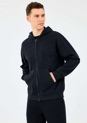 SKECHERS Siyah Erkek Fermuarlı Kapüşonlu Sweatshirt