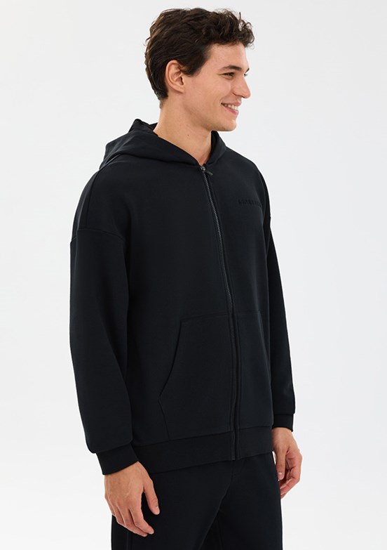 SKECHERS M Essential Full Zip Hoodie Sweatshirt - S2610014-3817 Erkek Siyah Fermuarlı Kapşonlu Sweatshirt