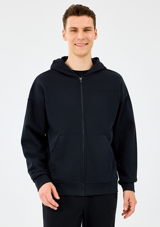 SKECHERS Siyah Erkek Fermuarlı Kapüşonlu Sweatshirt