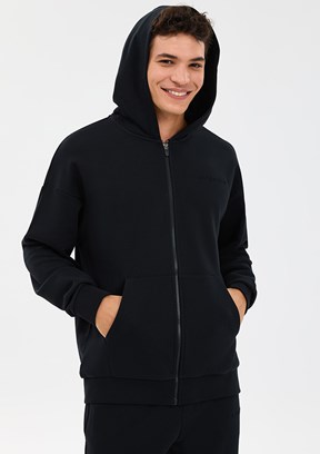 SKECHERS M Essential Full Zip Hoodie Sweatshirt - S2610014-3817 Erkek Siyah Fermuarlı Kapşonlu Sweatshirt