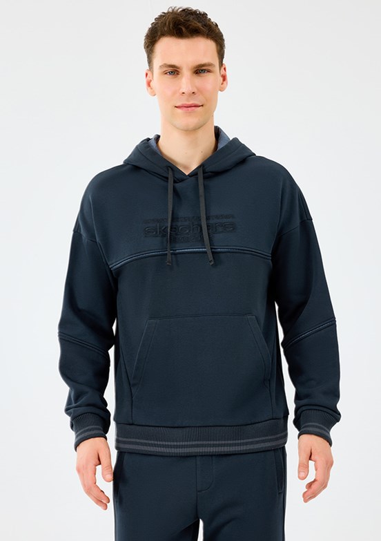 SKECHERS M Hoodie Sweatshirt - S2520227-3817 Erkek Siyah Kapüşonlu Sweatshirt