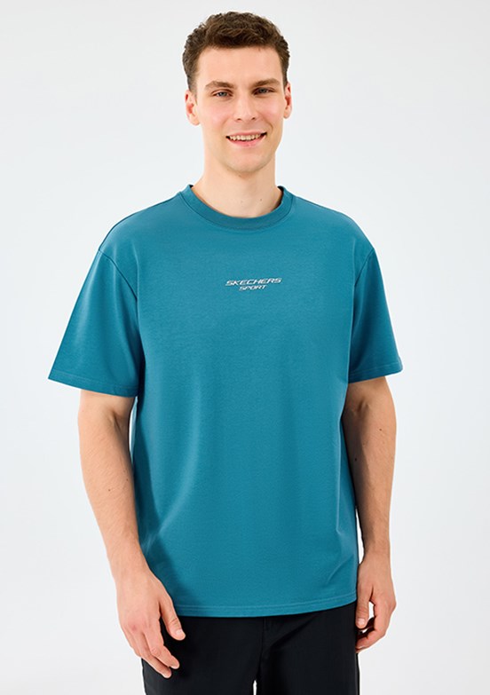 SKECHERS Mavi Erkek Baskılı T-Shirt