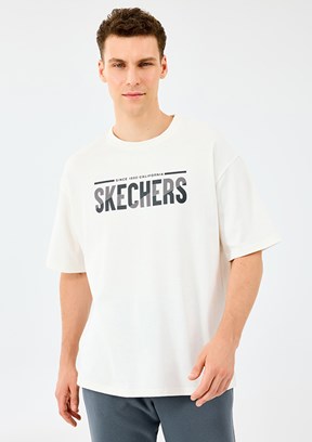 SKECHERS Beyaz Erkek Baskılı T-Shirt