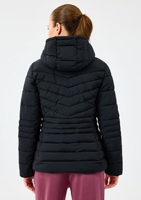 SKECHERS W Fitted Hoodie Puffer Jacket - S2520203-3817 Kadın Siyah Şişme Mont