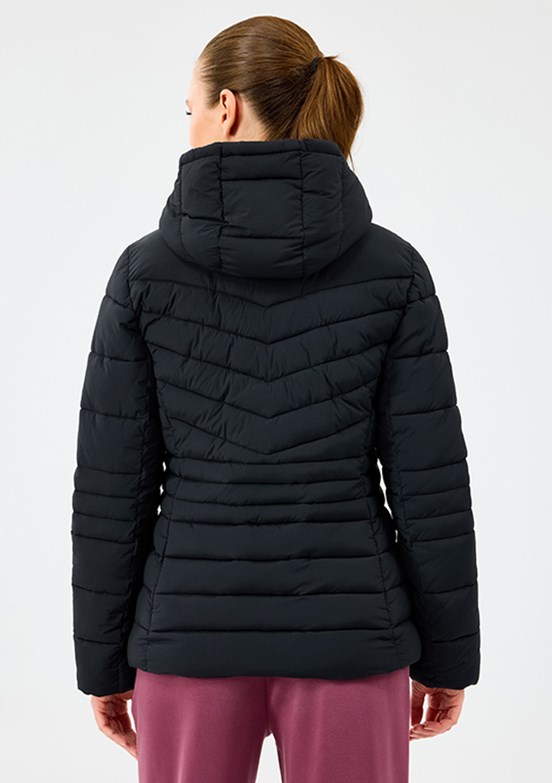 SKECHERS W Fitted Hoodie Puffer Jacket - S2520203-3817 Kadın Siyah Şişme Mont
