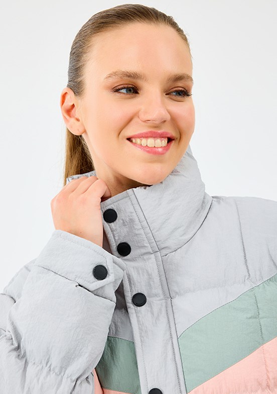 SKECHERS Gri Kadın W Puffer Şişme Mont