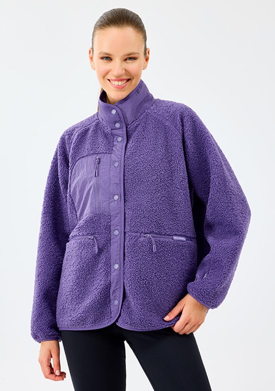 SKECHERS Mor Kadın W Woven Detailed Pull Over Baskılı Mont
