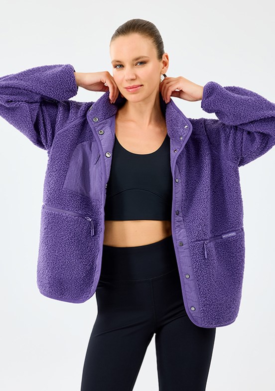SKECHERS Mor Kadın W Woven Detailed Pull Over Baskılı Mont