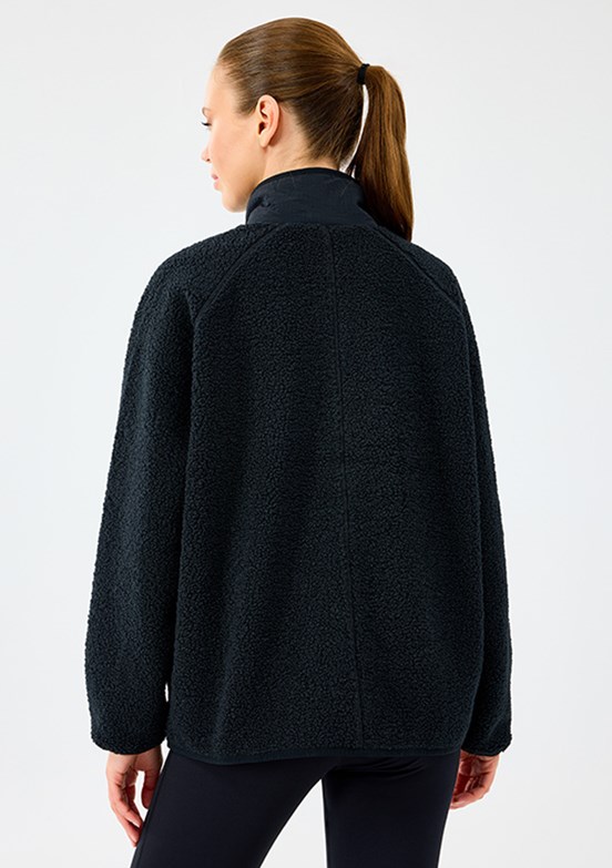 SKECHERS Siyah Kadın W Woven Detailed Pull Over Baskılı Mont