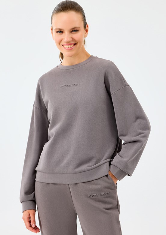SKECHERS Gri Kadın Bisiklet Yaka Sweatshirt