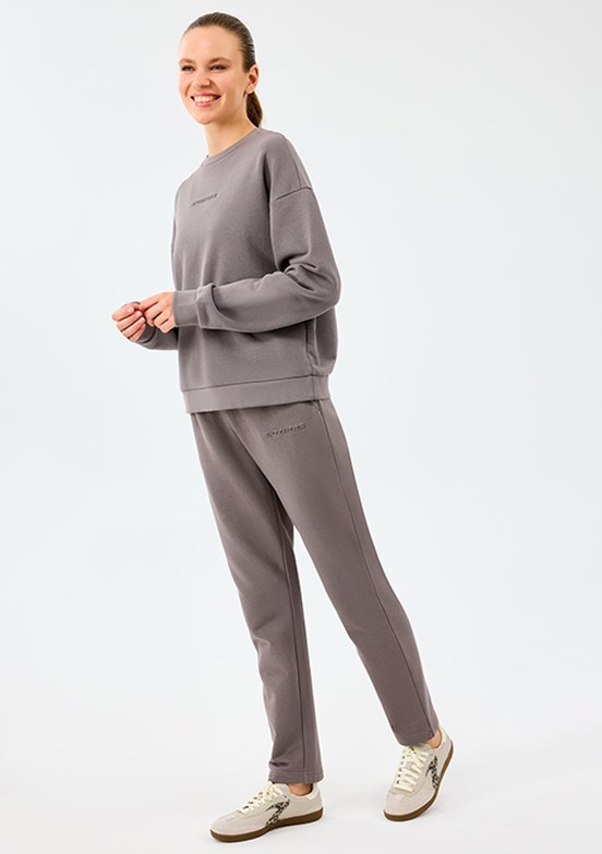 SKECHERS Gri Kadın Bisiklet Yaka Sweatshirt