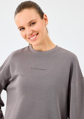 SKECHERS Gri Kadın Bisiklet Yaka Sweatshirt