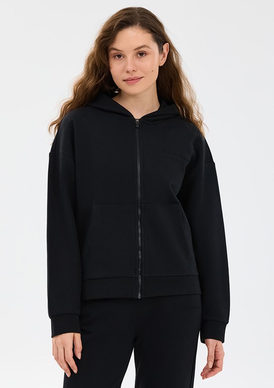 SKECHERS - S2610016-3817 Kadın Siyah Fermuarlı Sweatshirt